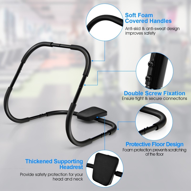 Kannettava musta AB-treenaaja pehmustetulla pääntuella