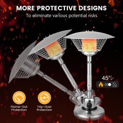 Kannettava hopeanvärinen terassilämmitin 3200 W pöytämalli