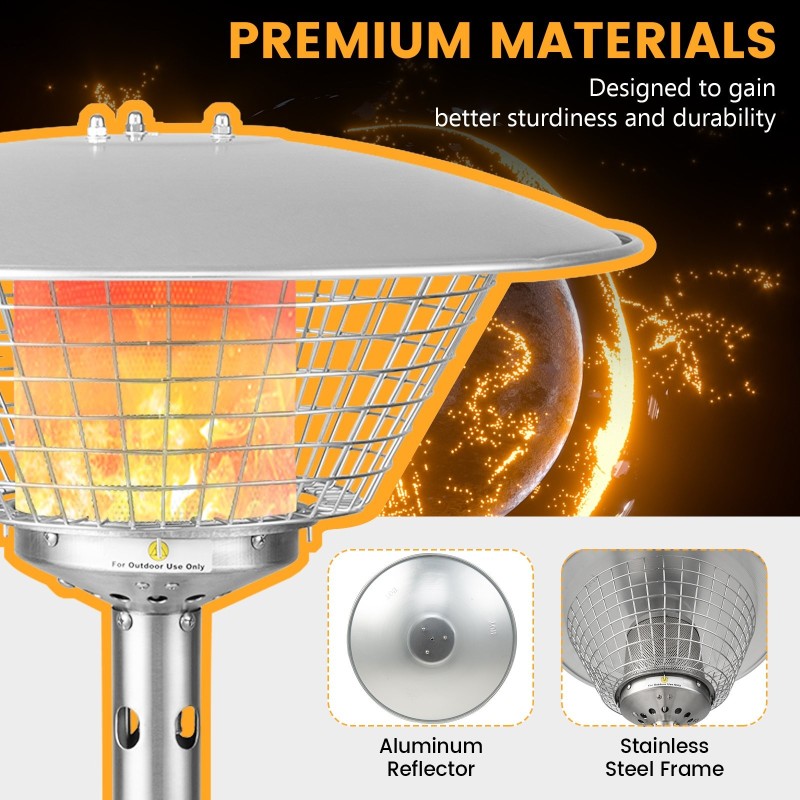 Kannettava hopeanvärinen terassilämmitin 3200 W pöytämalli