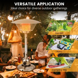 Kannettava hopeanvärinen terassilämmitin 3200 W pöytämalli