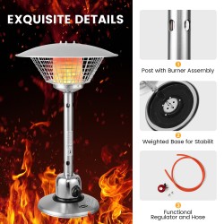 Kannettava hopeanvärinen terassilämmitin 3200 W pöytämalli