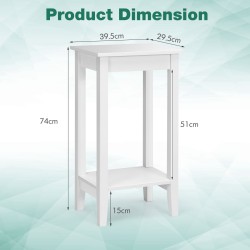 Kaksitasoinen valkoinen puinen apupöytä massiivipuujaloilla