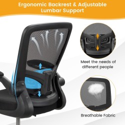 Korkeaselkäinen musta verkkotoimistotuoli kääntyvillä käsinojilla