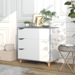 Moderni valkoinen 3-laatikon lipasto suurella säilytystilalla