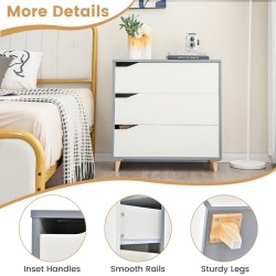 Moderni valkoinen 3-laatikon lipasto suurella säilytystilalla