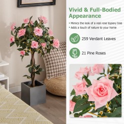 Vaaleanpunainen tekoruusupuu aidolla puuvarrella 93 cm