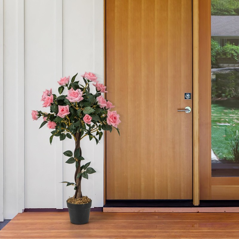 Vaaleanpunainen tekoruusupuu aidolla puuvarrella 93 cm