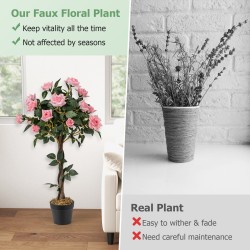 Vaaleanpunainen tekoruusupuu aidolla puuvarrella 93 cm