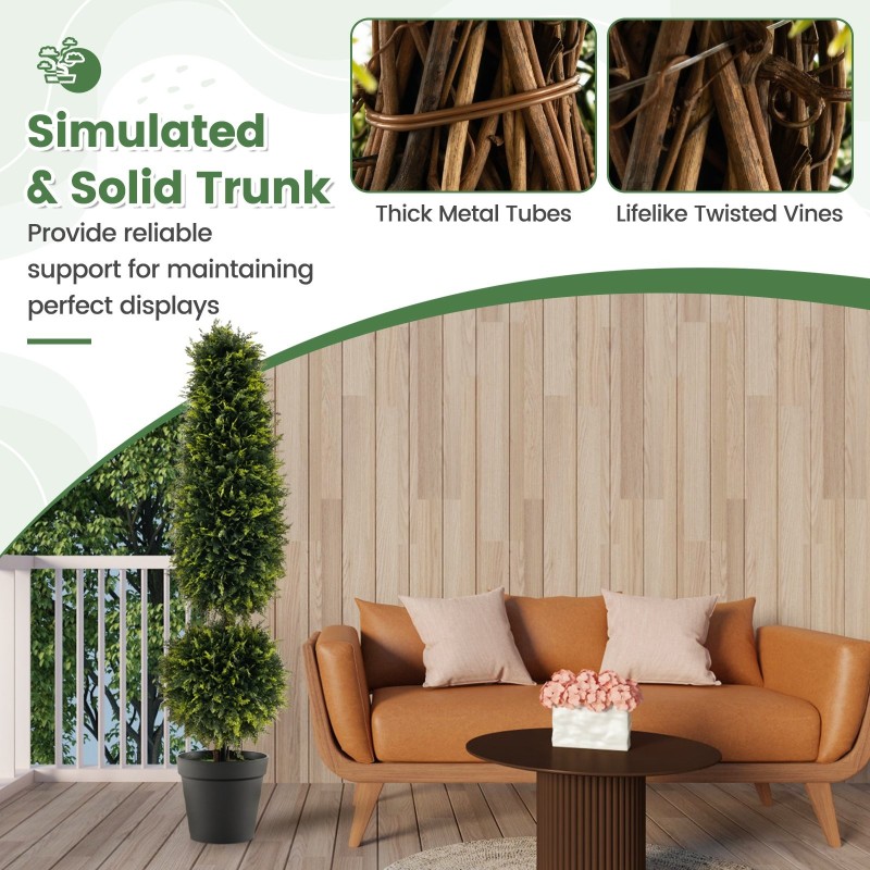 Keinotekoinen puksipuu 120 cm vihreä sementtiruukulla