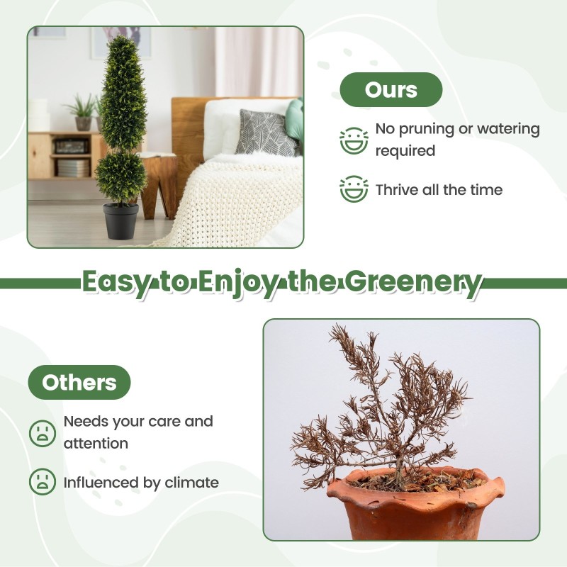 Keinotekoinen puksipuu 120 cm vihreä sementtiruukulla