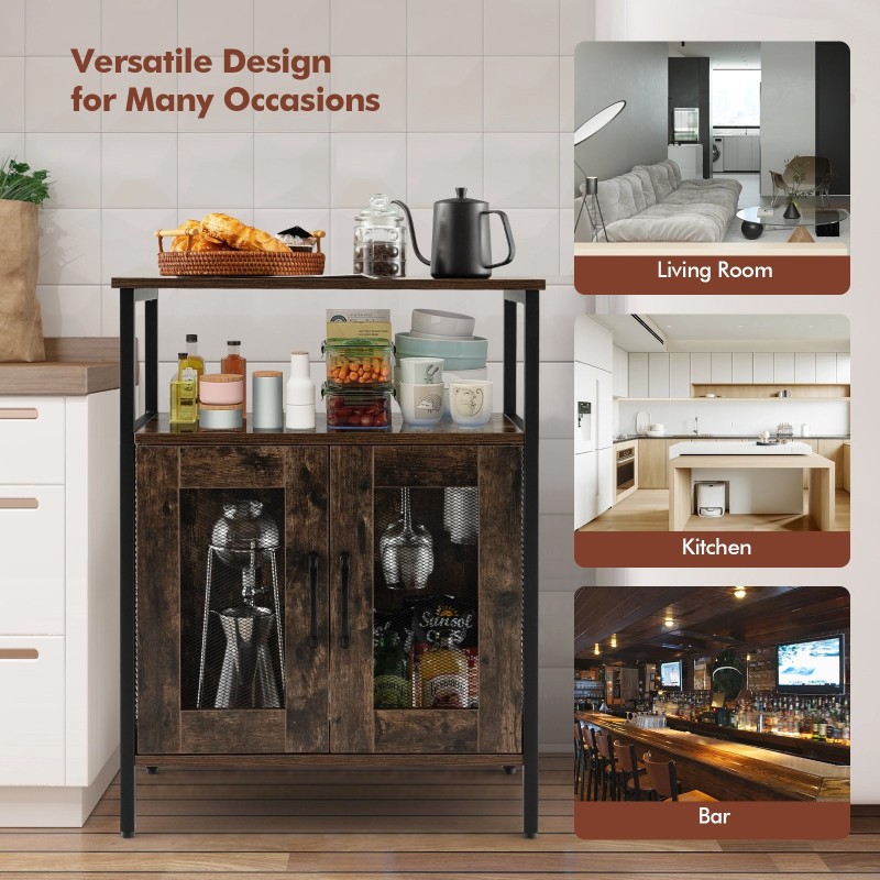 Teollinen keittiön säilytyskaappi, rustiikkinen ruskea, monipuolinen käyttö