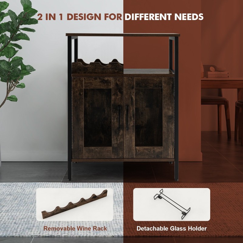 Teollinen keittiön säilytyskaappi, rustiikkinen ruskea, monipuolinen käyttö