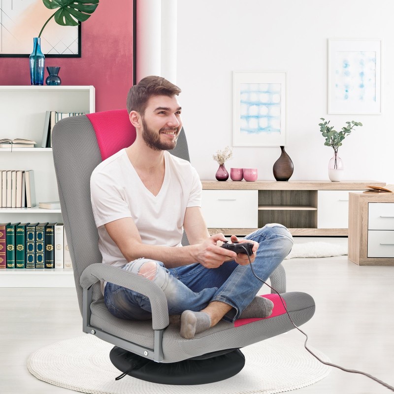 Taitettava 360-asteen kääntyvä pelituoli säädettävällä selkänojalla - pinkki Taitettava 360-asteen kääntyvä pelituoli säädettävällä selkänojalla - pinkki