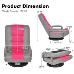Taitettava 360-asteen kääntyvä pelituoli säädettävällä selkänojalla - pinkki Taitettava 360-asteen kääntyvä pelituoli säädettävällä selkänojalla - pinkki