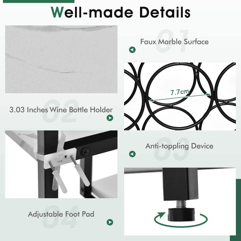 Viinikaappi valkoinen 18 pullolle ja 8 lasille