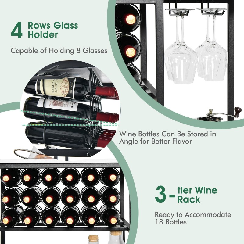 Viinikaappi valkoinen 18 pullolle ja 8 lasille