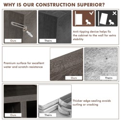 Harmaa 3-tasoinen kirjahylly 8-kuutioinen säilytyskaappi