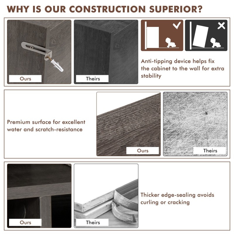 Harmaa 3-tasoinen kirjahylly 8-kuutioinen säilytyskaappi