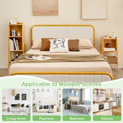 Nelitasoinen vapaasti seisova bambukirjahylly luonnollisella viimeistelyllä