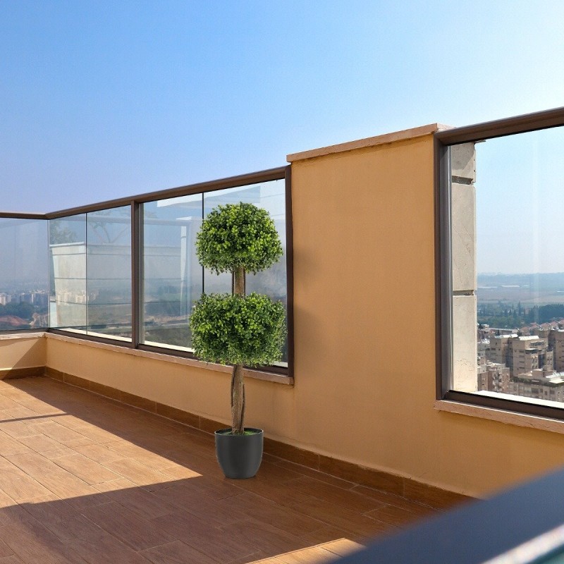 Tekopuksipallopuu vihreä 100 cm sementtiruukussa