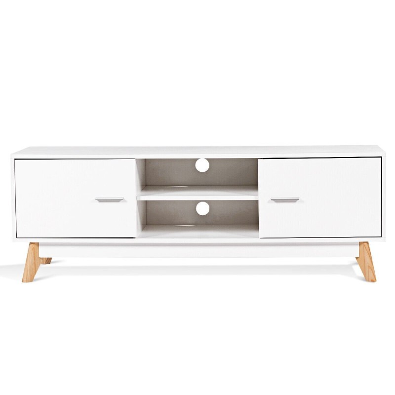 Moderni valkoinen TV-taso 60 tuuman televisiolle säilytystilalla