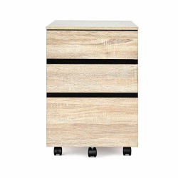 3-laatikkoinen liikuteltava arkistokaappi pyörillä, luonnonväri