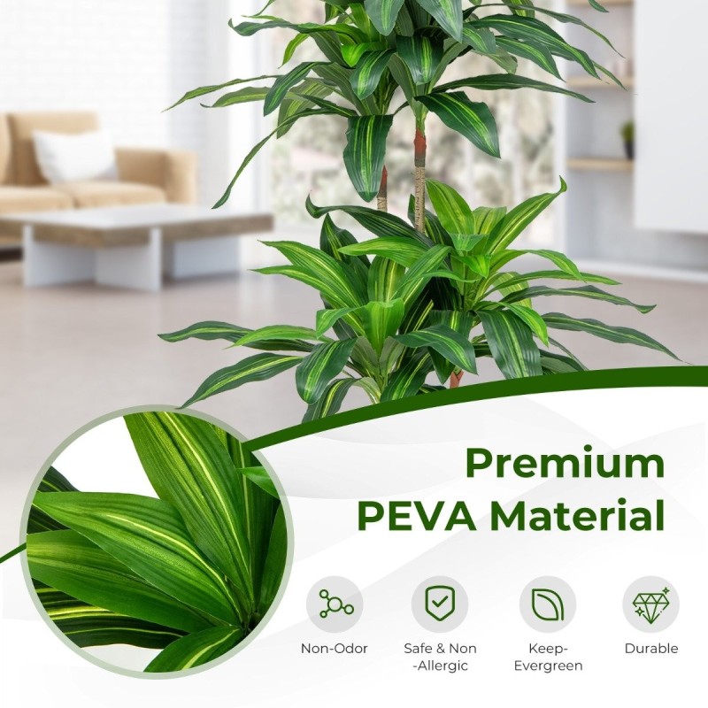 140 cm korkea tekodracaena vihreä 92 lehteä ruukussa