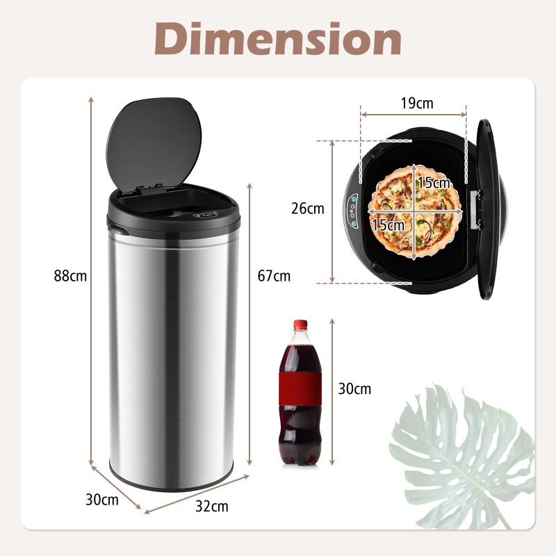 Kosketusvapaa hopeinen sensoriroskakori manuaalisella ohjauksella