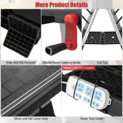 Kokoontaitettava monikäyttöinen työpöytä ja sahapukki, punainen/musta