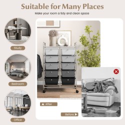 Rullakärry 10-laatikolla työkaluille ja askarteluun harmaa-musta