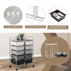 Rullakärry 10-laatikolla työkaluille ja askarteluun harmaa-musta