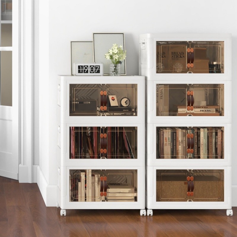 Pinottavat valkoiset säilytyslaatikot lukittavilla pyörillä 44 gal 4-taso