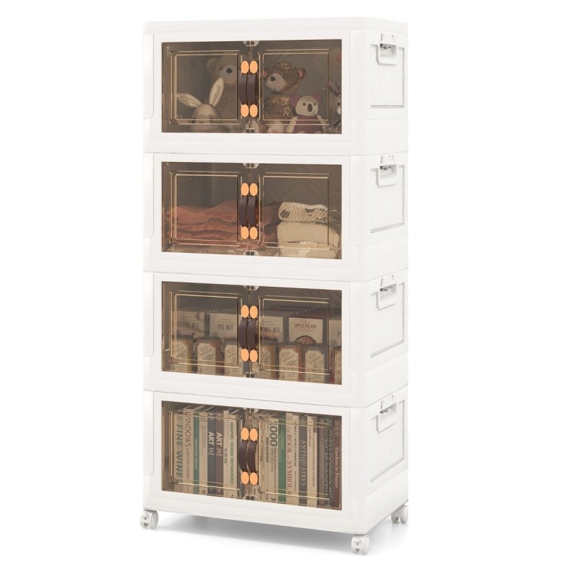 Pinottavat valkoiset säilytyslaatikot lukittavilla pyörillä 44 gal 4-taso