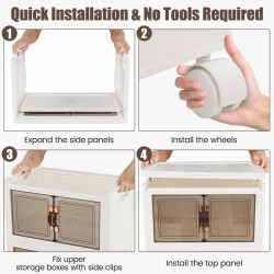 Pinottavat valkoiset säilytyslaatikot lukittavilla pyörillä 44 gal 4-taso