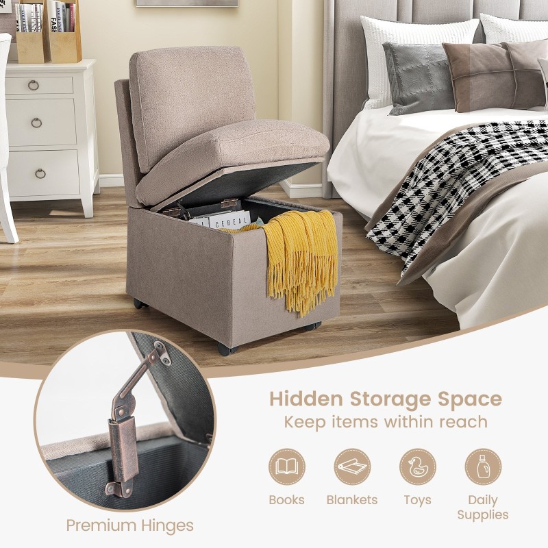 Moderni armless-aksenttituoli säilytystilalla - harmaa