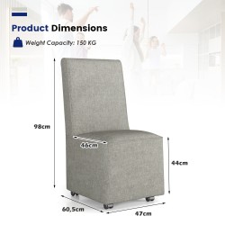 Moderni harmaa verhoiltu armless-aksenttituoli vastuskastimilla