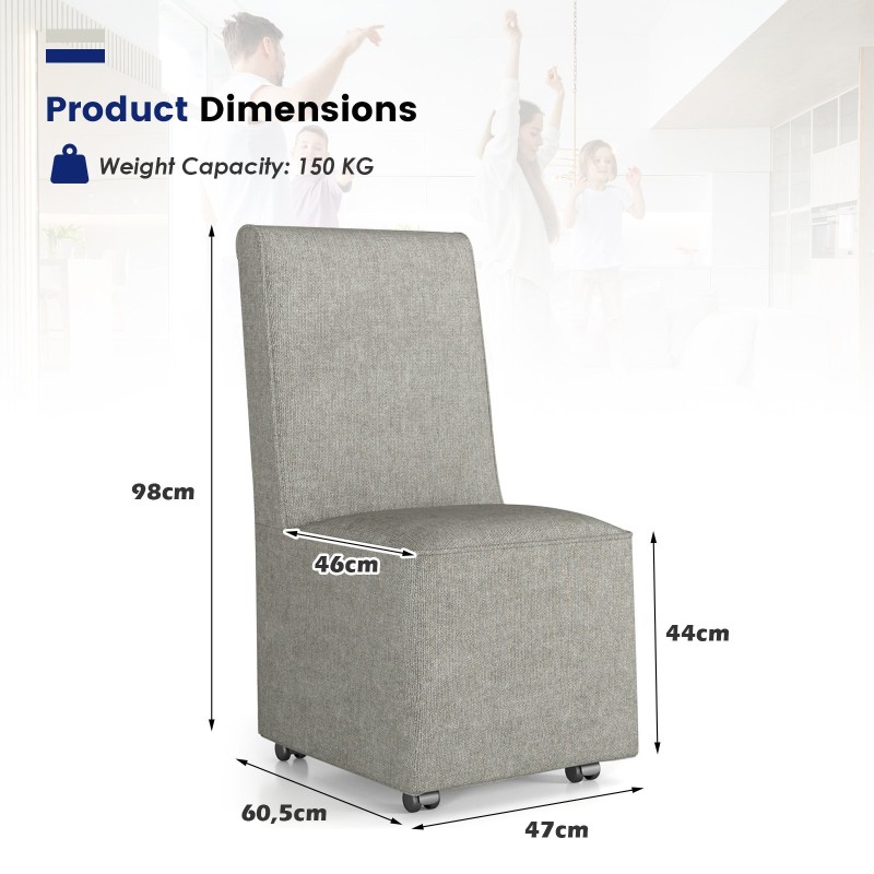 Moderni harmaa verhoiltu armless-aksenttituoli vastuskastimilla