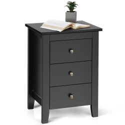 Musta yöpöytä 3 laatikolla moderni ja kestävä muotoilu