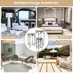 Kolmen mosaiikkikeltainen metallinen kasvitelineen sarja