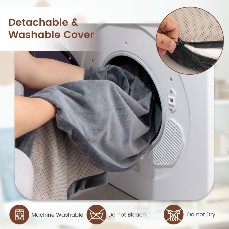 Suuri harmaa koiranpeti muistivaahdolla ja irrotettavalla päällisellä