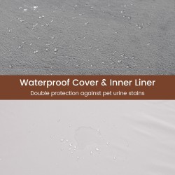 Suuri harmaa koiranpeti muistivaahdolla ja irrotettavalla päällisellä