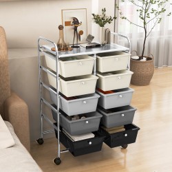 Monikäyttöinen säilytyskärry 10 laatikolla ja lukittavilla pyörillä