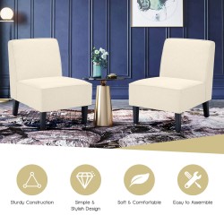 Pellavakangasverhoiltu armless-nojatuoli kumipuujaloilla - beige