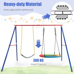 Suuri sininen metallinen keinuteline ulkoleikkeihin Suuri sininen metallinen keinuteline ulkoleikkeihin