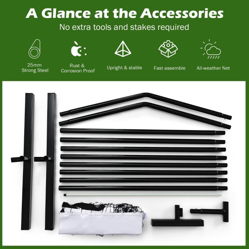 Kannettava pickleball-verkko metalliputkilla ja kuljetuslaukulla