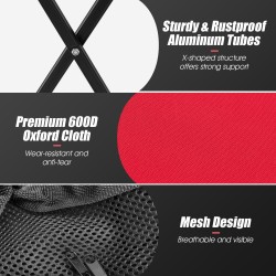 Kokoontaitettava punamusta tennispallokärry 150 pallolle pyörillä