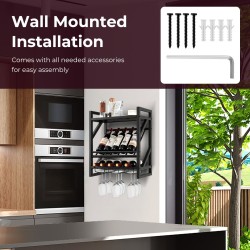 Seinään kiinnitettävä rustiikkinen viinikaappi tilaa säästäväksi säilytykseksi