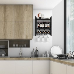 Seinään kiinnitettävä rustiikkinen viinikaappi tilaa säästäväksi säilytykseksi