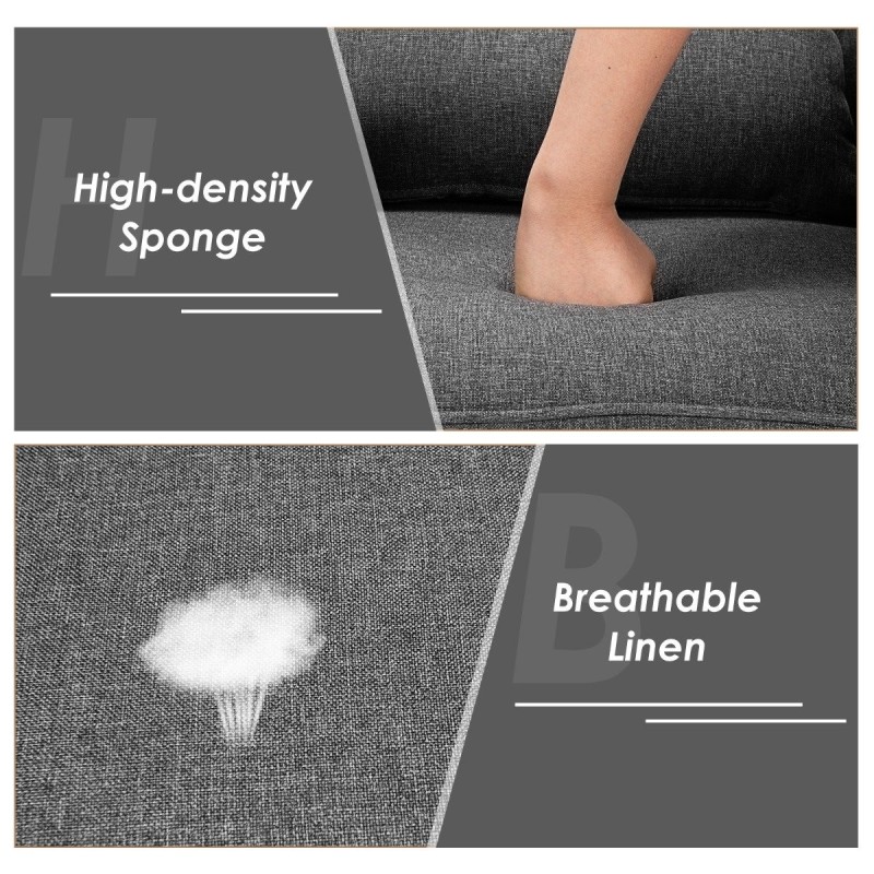 Moderni harmaa lepotuoli käsinojilla ja selkätyynyllä