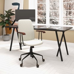 Säädettävä samettinen keinutuoli pehmustetulla istuimella - beige